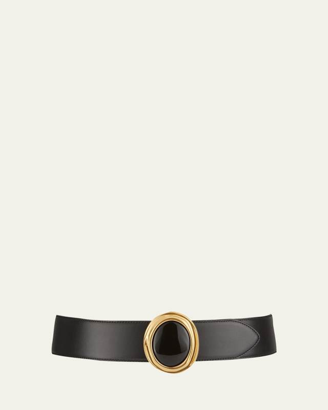 Cabachon Buckle Leather Belt